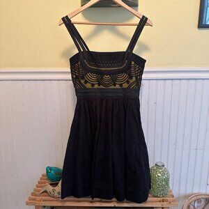 Floreat 2 Black Yellow crinoline dress art deco print mini